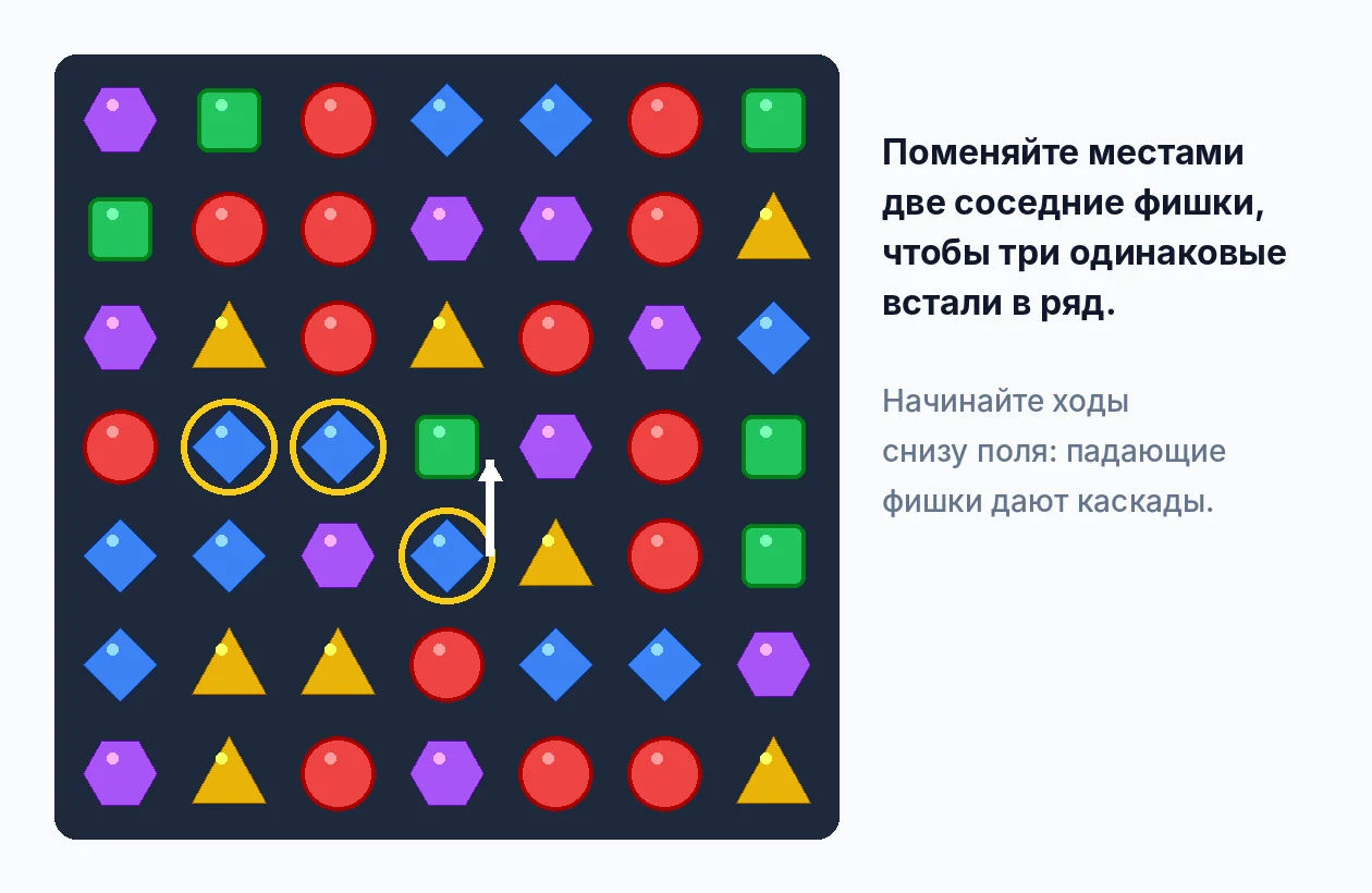 Ход в игре три в ряд